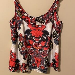 J Crew Silk Floral Top Ruffle Detail.